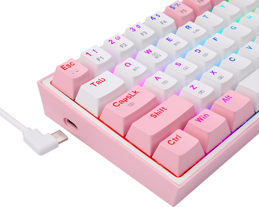 Redragon K616 Fizz Pro Wireless Mechanical RGB Gaming Keyboard - White/Pink  for sale in Egypt from Games2Egypt