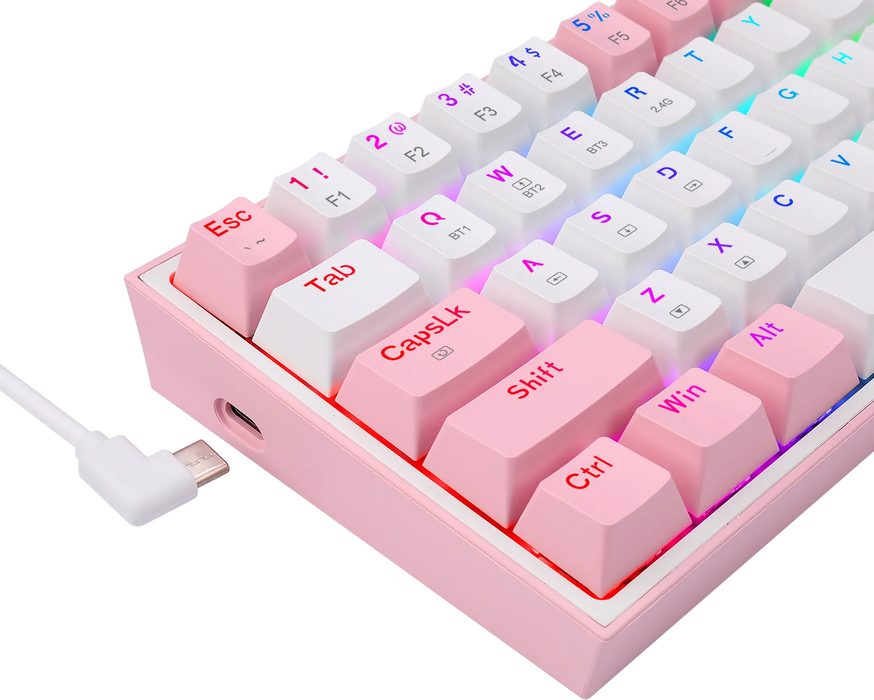 Redragon K616 Fizz Pro Wireless Mechanical RGB Gaming Keyboard - White/Pink  for sale in Egypt from Games2Egypt