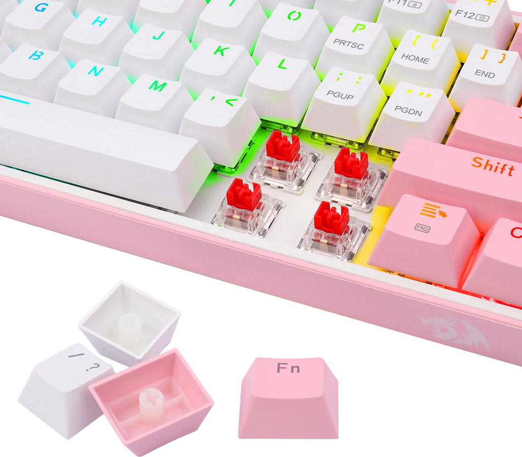 كيبورد ريدراجون K616 Fizz Pro ميكانيكي لاسلكي RGB للألعاب - أبيض/وردي – صورة 7