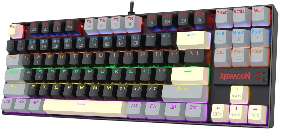 Redragon K552 LGY-R Kumara Rainbow Wired Mechanical Gaming Keyboard Red Switch - Grey/Black  for sale in Egypt from Games2Egypt