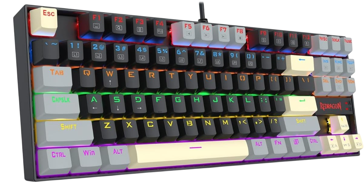 Redragon K552 LGY-R Kumara Rainbow Wired Mechanical Gaming Keyboard Red Switch - Grey/Black  for sale in Egypt from Games2Egypt