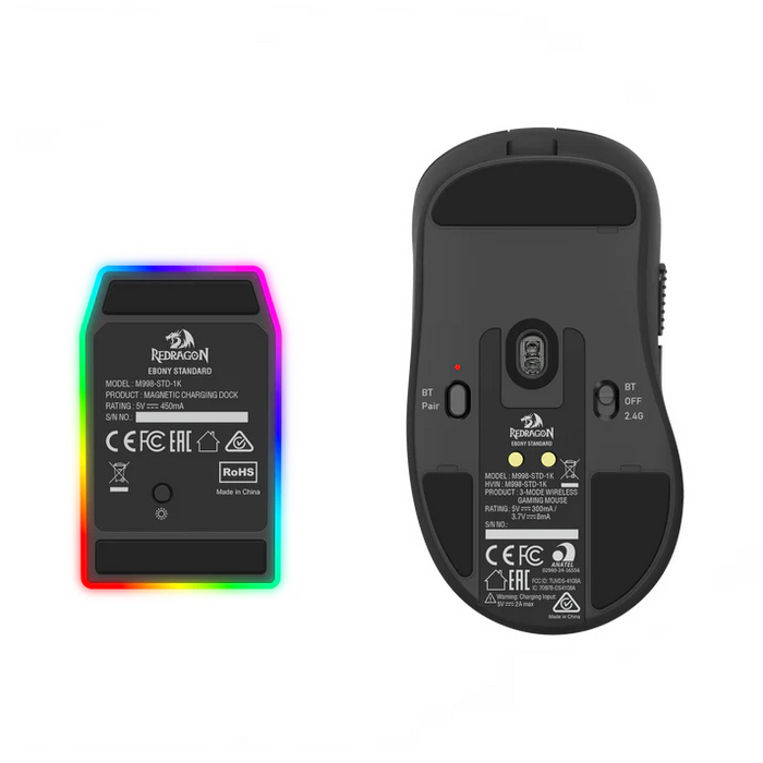 Redragon M998-STD-1K Tri-Mode Mouse with RGB Charging Dock - Black  for sale in Egypt from Games2Egypt