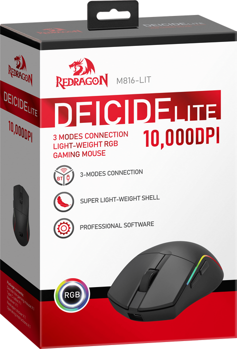 Redragon M816-LIT DEICIDE LITE RGB Wireless Gaming Mouse - Black  for sale in Egypt from Games2Egypt