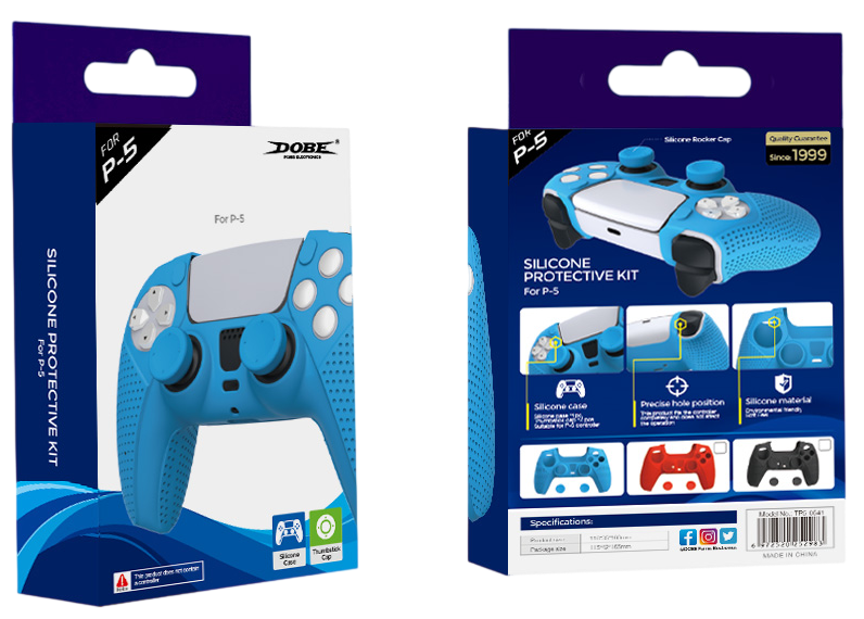 DOBE TP5-0559 PS5 Silicone Protective Kit with Grips - Blue  for sale in Egypt from Games2Egypt