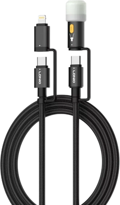 LDNIO LC19 3-in-1 65W Fast Charging Cable with LED Light 1.2M