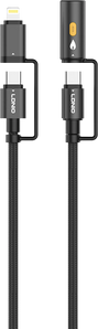 LDNIO LC20 65W Lighting & USB-C to USB-C & Cigarette Lighter 1.2m - Black