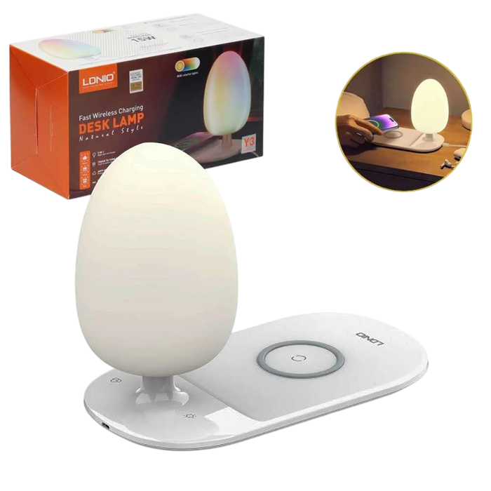 LDNIO Y3 LED Desk Lamp with 15W Fast Wireless Charging - White  for sale in Egypt from Games2Egypt