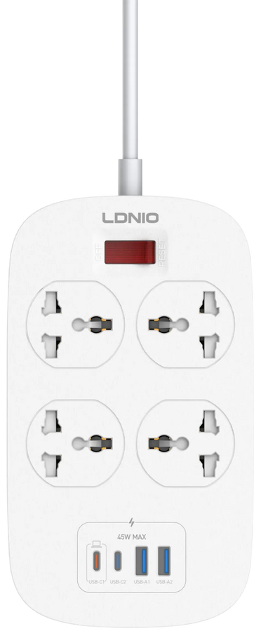 LDNIO SC4407C Extension Power Socket 4AC 2USB+2USB-C Power Strip