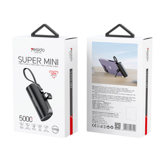 يسيدو YP68 باور بانك 5000mAh ميني فائق 15W – أسود - بدون ملصق  للبيع في مصر من خلال Games2Egypt