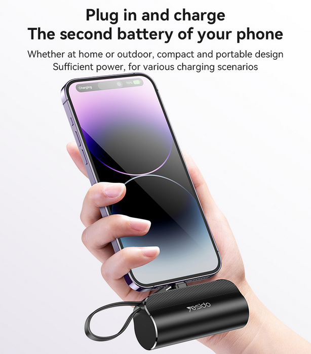 يسيدو YP68 باور بانك 5000mAh ميني فائق 15W – أسود - بدون ملصق  للبيع في مصر من خلال Games2Egypt
