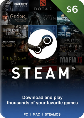 Steam Wallet Gift Card USA 6 USD