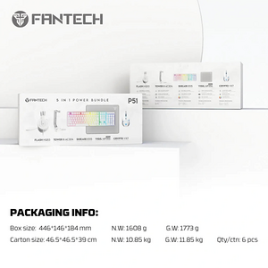 Fantech P51 Combo Power 5×1 Gaming Keyboard+Mouse+Mousepad+Headset+Headset stand - White  for sale in Egypt from Games2Egypt
