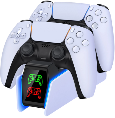 PS5 DualSense Dual Controller RGB Dock Station with LED Display - White - Open Sealed