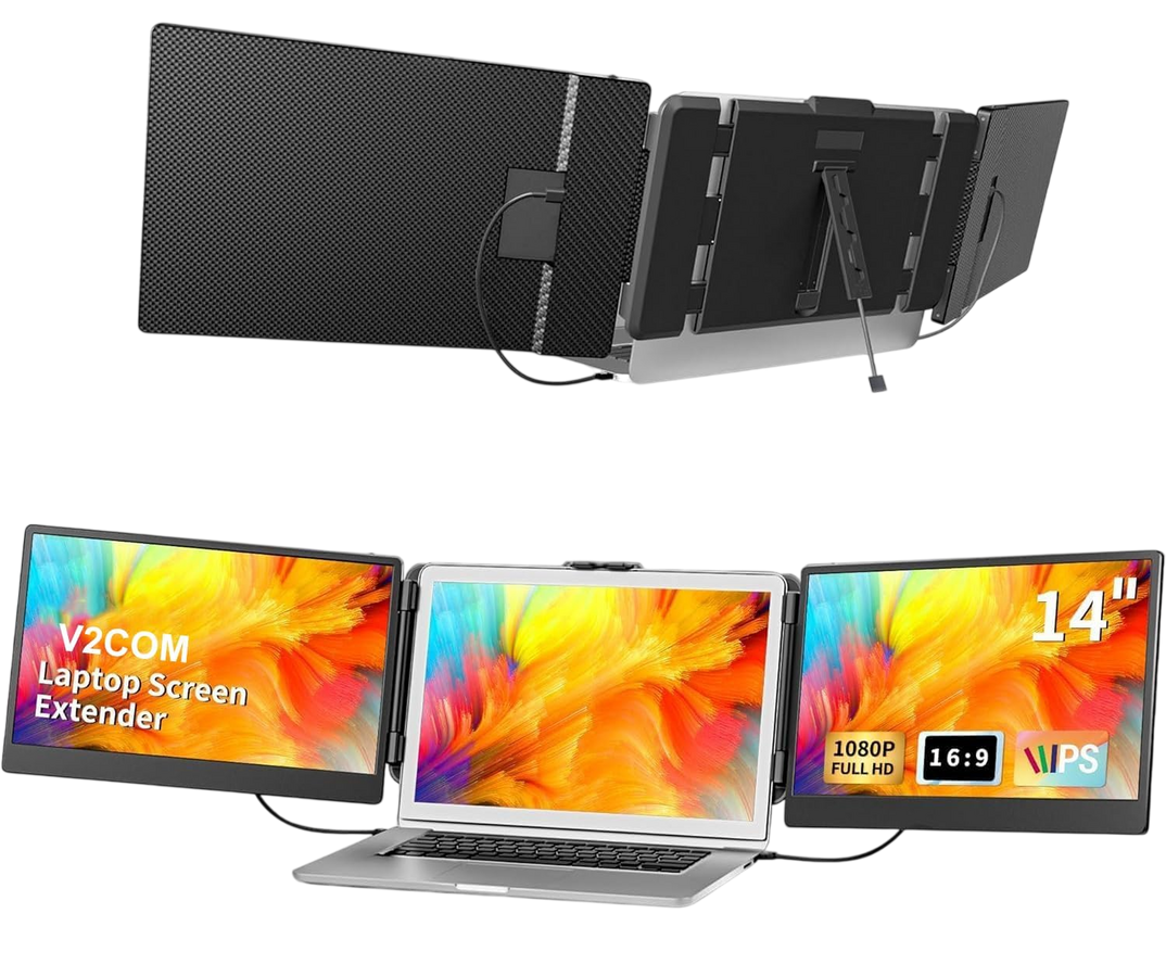 V2COM S2 14-Inch FHD IPS Triple Laptop Screen Extender