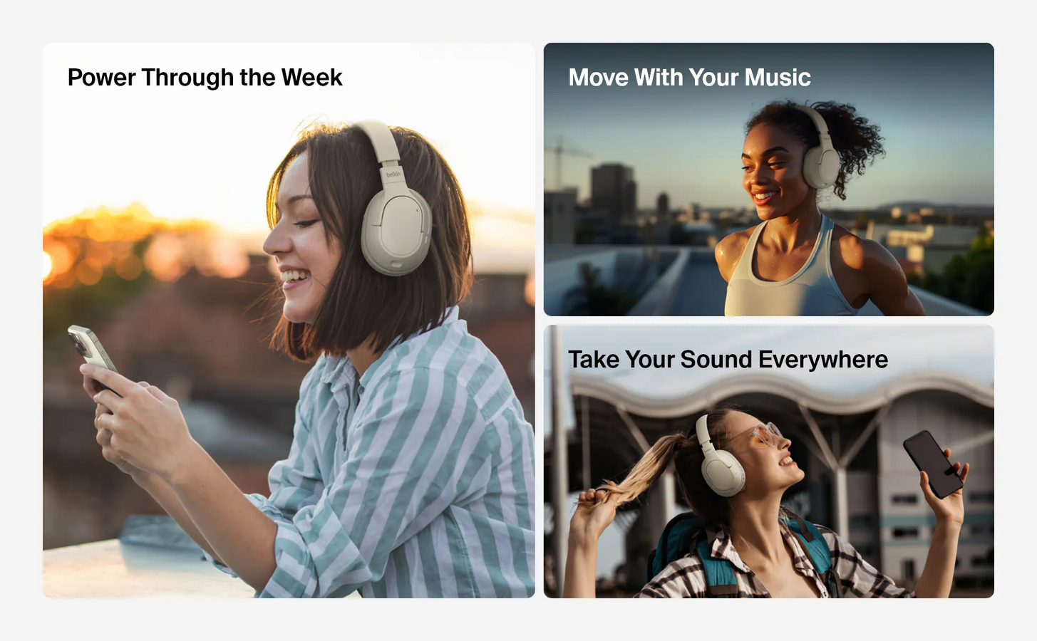 Belkin SoundForm Surround Wireless Over-Ear Headphones - Sand – image 7