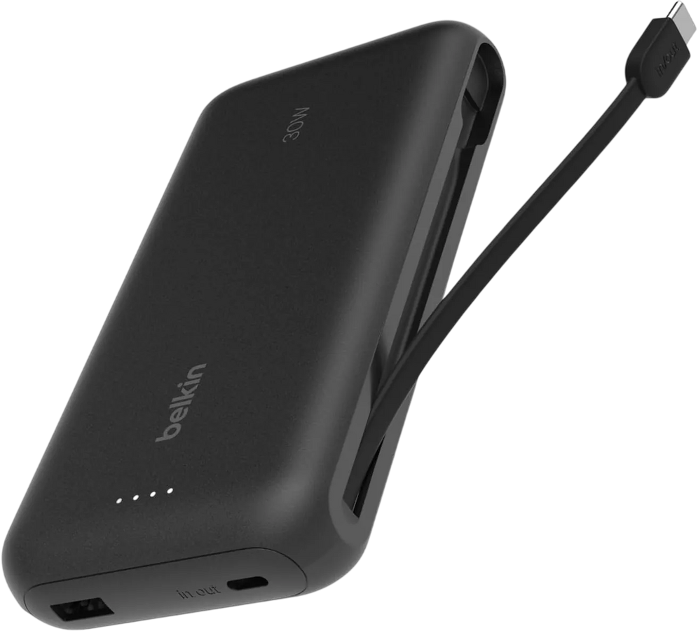 بلكين بوست تشارج باور بانك PD بسعة 20000mAh مع كابل USB-C مدمج - أسود