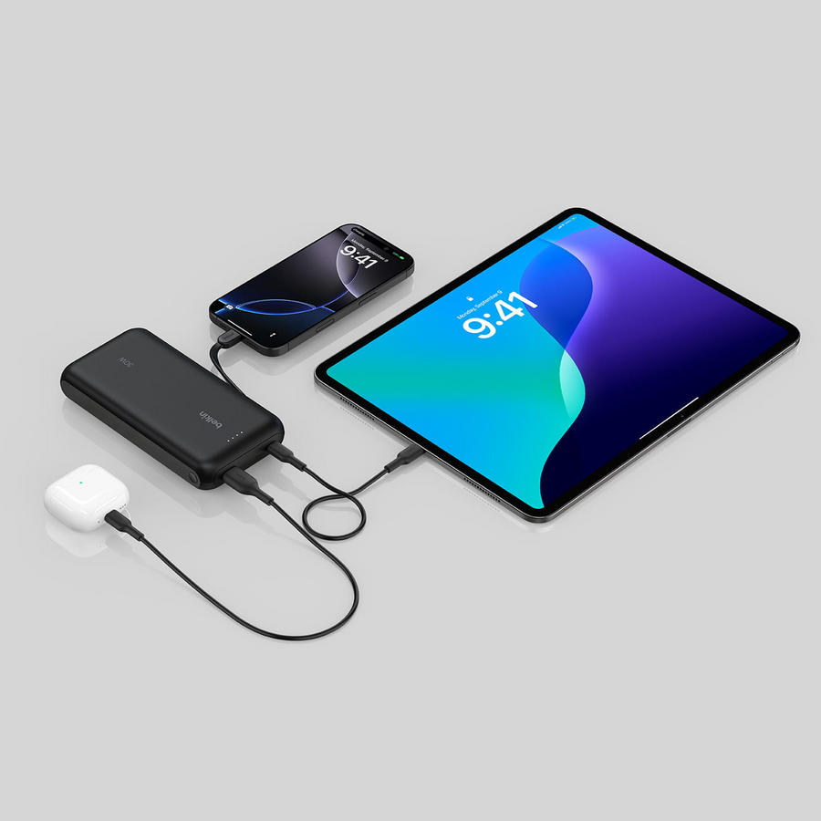 بلكين بوست تشارج باور بانك PD بسعة 20000mAh مع كابل USB-C مدمج - أسود – صورة 8