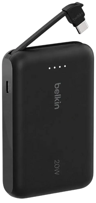 Belkin BoostCharge 10000mAh PD Power Bank with Built-in USB-C Cable - Black