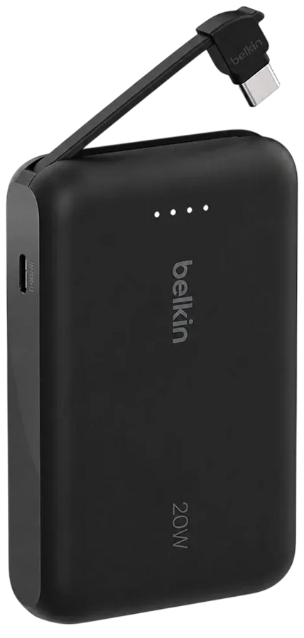 Belkin BoostCharge 10000mAh PD Power Bank with Built-in USB-C Cable - Black