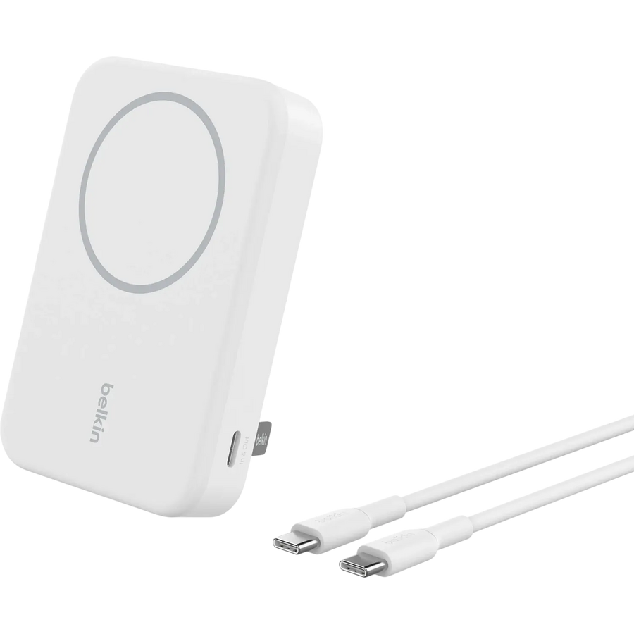 بلكين بوست تشارج باور بانك مغناطيسي بسعة 10000mAh مع Qi2 بقوة 15W - أبيض