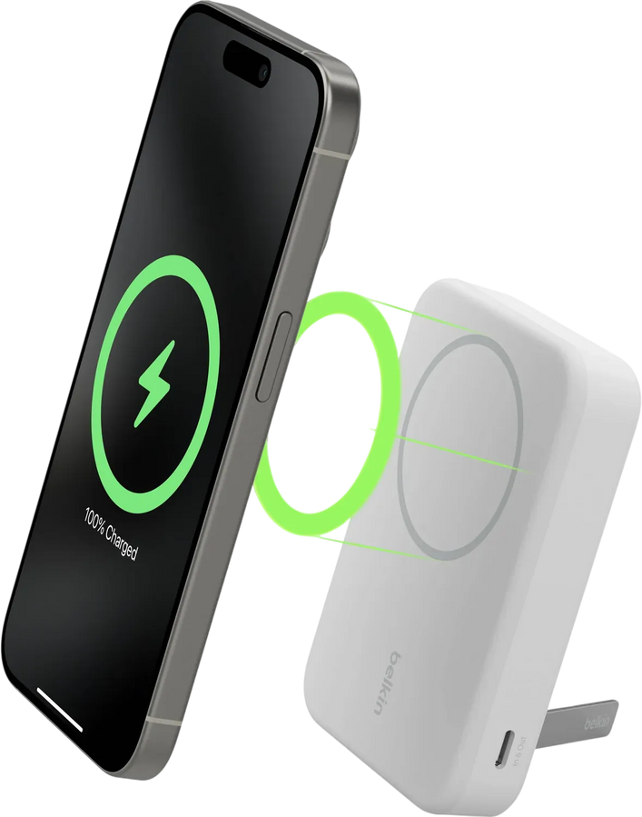 بلكين بوست تشارج باور بانك مغناطيسي بسعة 10000mAh مع Qi2 بقوة 15W - أبيض – صورة 3