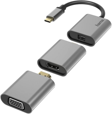 Hama Connect2Go 6-in-1 Video Adapter USB-C Mini DisplayPort HDMI & VGA – Grey