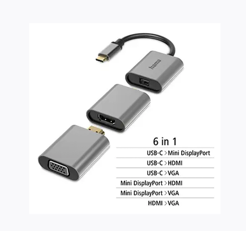 محول فيديو هاما Connect2Go 6 في 1 USB-C – جراي  – صورة 5