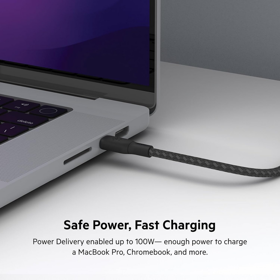 بلكين بوست تشارج كابل USB-C إلى USB-C مضفر بقوة 100W وطول 2 متر – صورة 4