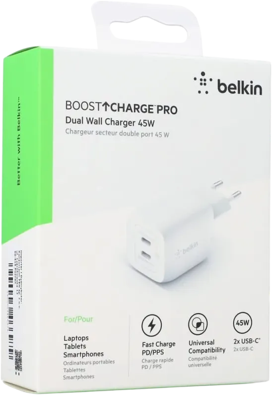 Belkin BoostCharge Pro PPS 45W Dual USB-C GaN Wall Charger - White – image 3