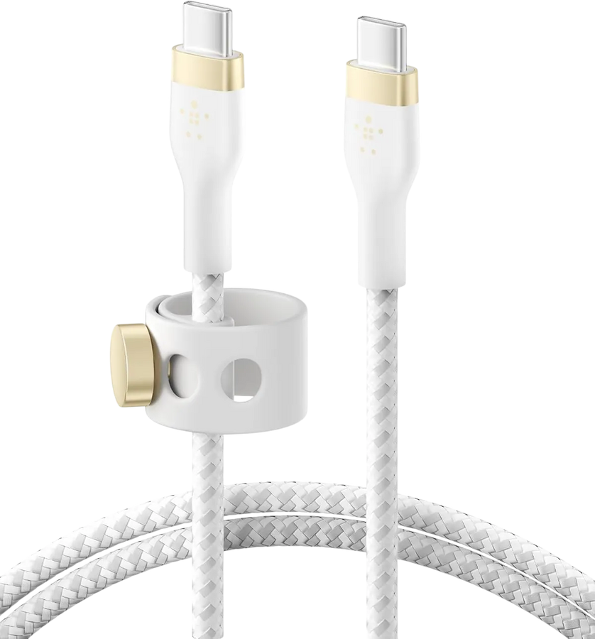 بلكين بوست تشارج برو فليكس كابل USB-C إلى USB-C مضفر بقوة 60W وطول 1 متر - أبيض