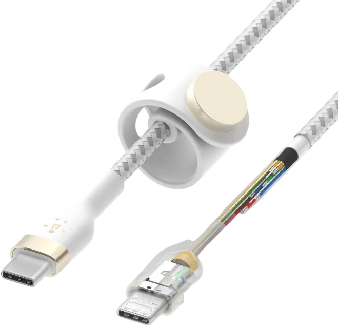 بلكين بوست تشارج برو فليكس كابل USB-C إلى USB-C مضفر بقوة 60W وطول 1 متر - أبيض – صورة 4
