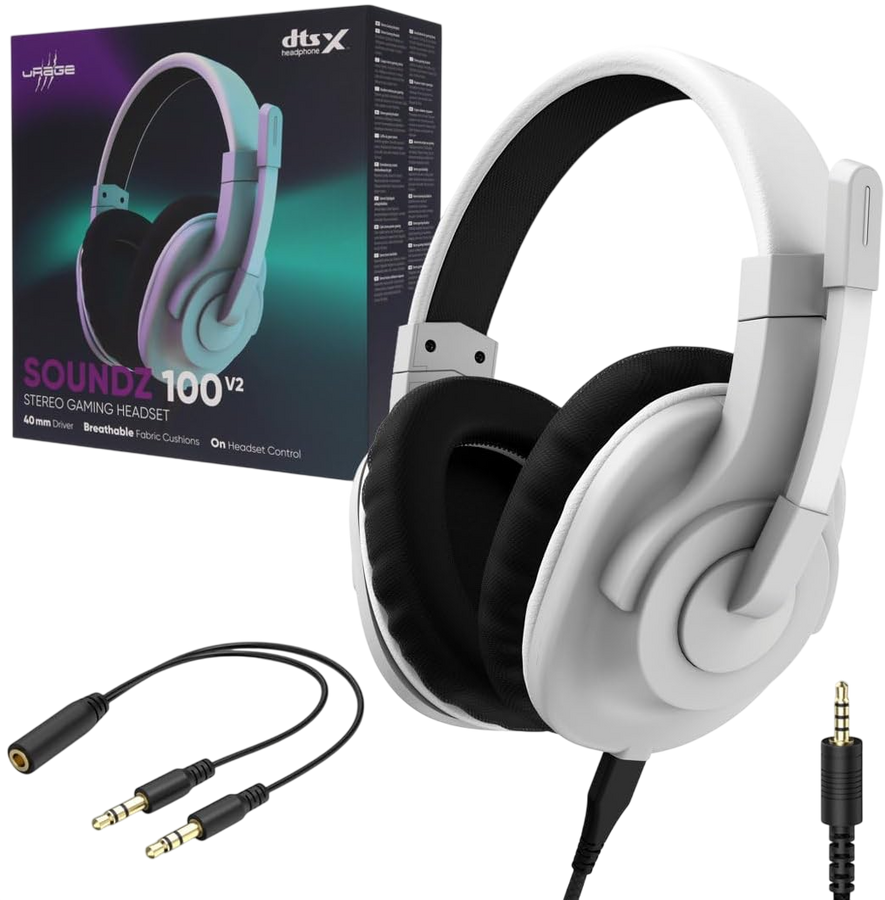URage SoundZ 100 V2 Wired Gaming Headset – White – image 2