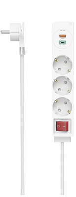 Hama 3-Way 18W USB-C/A Power Strip With 1.4m Cable – White