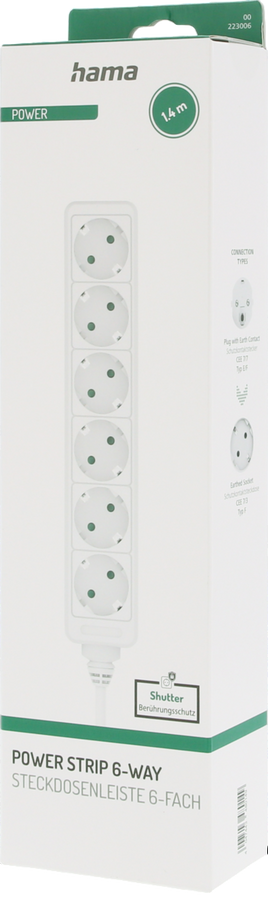 Hama 6-Way Power Strip With 1.4m Cable – White – image 3