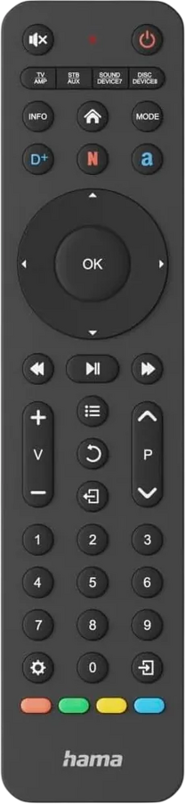 Hama Universal 8-in-1 IR TV Remote Control  & App Buttons - Black