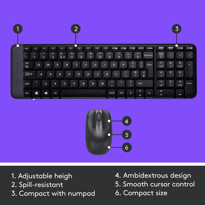 Logitech MK220 Wireless Keyboard & Mouse Combo - Eng & Ara Layout  for sale in Egypt from Games2Egypt