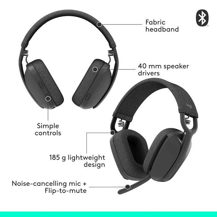 Logitech Zone Vibe 100 Bluetooth Wireless Headset - Graphite  for sale in Egypt from Games2Egypt