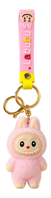 Labubu Pink Fur-Covered Pink Strap - Keychain