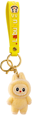 Labubu Yellow Fur-Covered Yellow Strap - Keychain