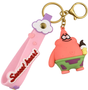 SpongeBob Patrick Star Holding Ice Cream Pink Strap - Keychain