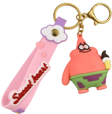 SpongeBob Patrick Star Holding Ice Cream Pink Strap - Keychain