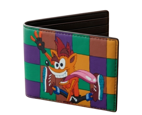 Crash Bandicoot Checkered Bi-Fold Wallet – Multicolor