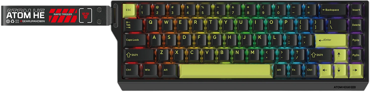 Fantech MK922 ATOM HE68 PRO RGBTri-Mode Magnetic Gaming Keyboard - Black 