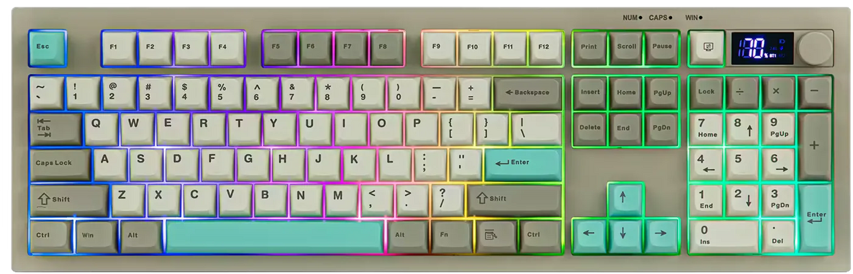 كيبورد ألعاب لاسلكي تراي مود ميمبرين RGB أولا S102 Pro - رمادي