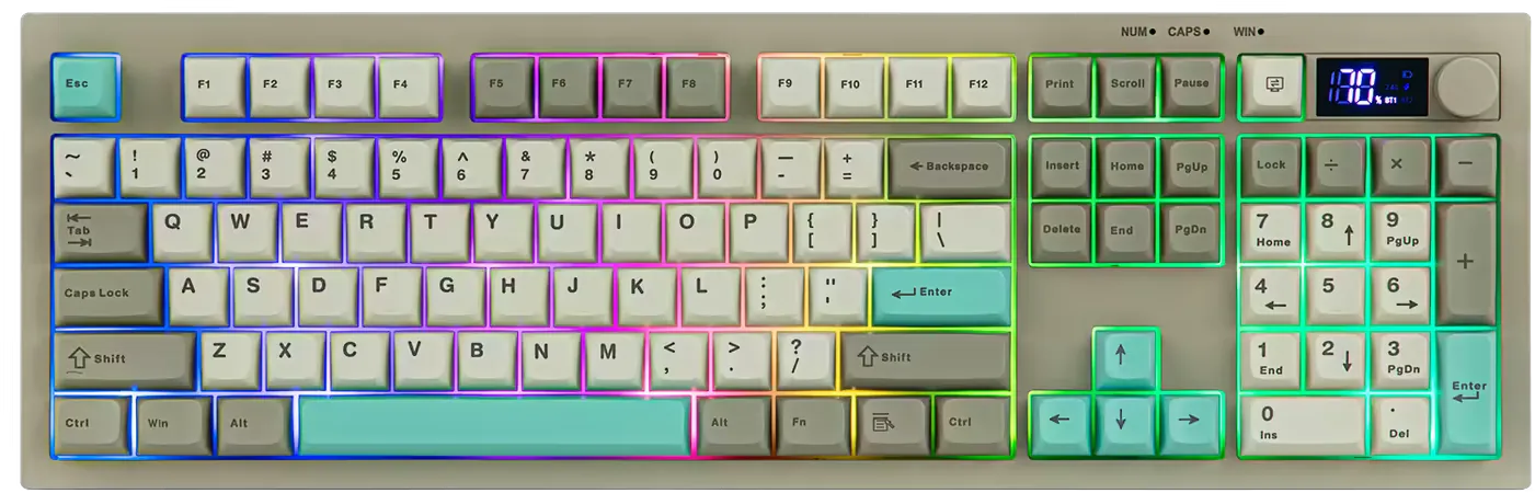 AULA S102 Pro Tri-Mode Wireless Membrane RGB Gaming Keyboard - Grey