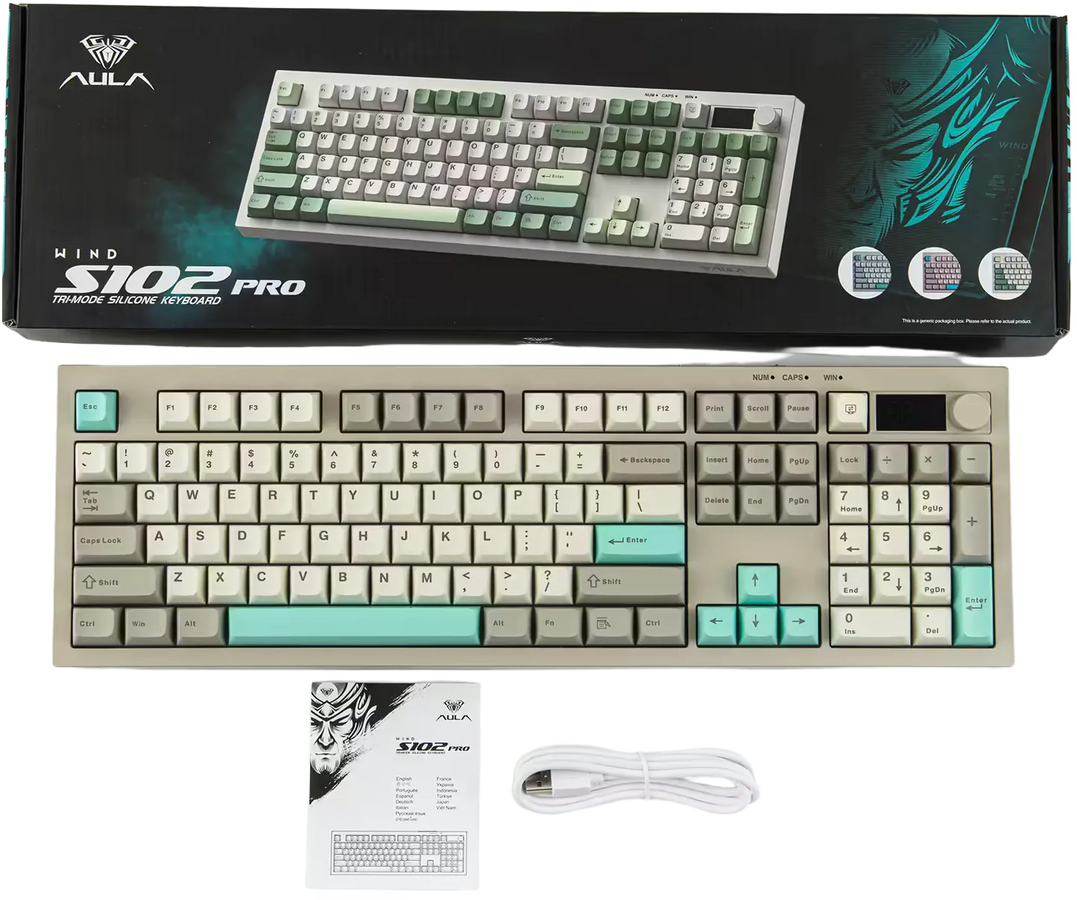 AULA S102 Pro Tri-Mode Wireless Membrane RGB Gaming Keyboard - Grey – image 11
