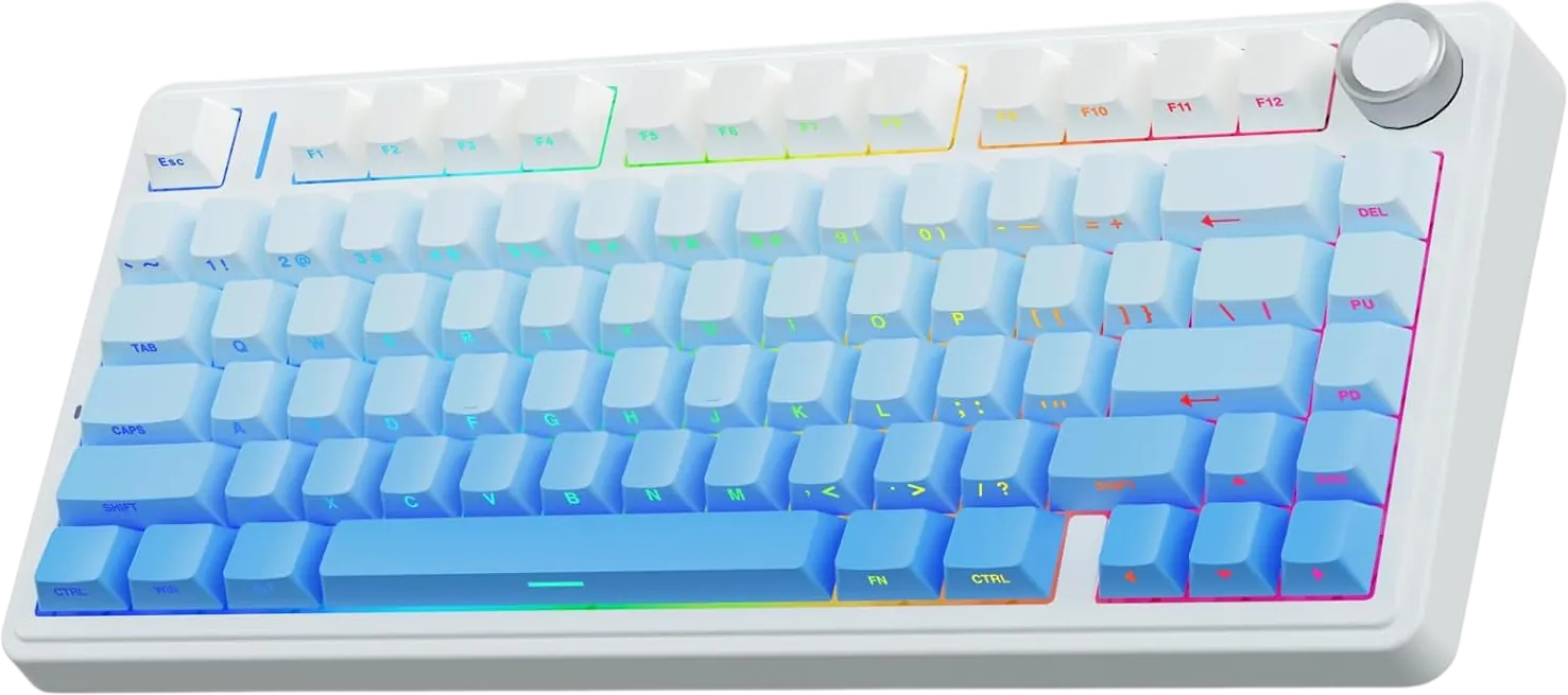 AULA F75 TKL Tri-Mode Wireless Mechanical Gaming Keyboard - Glacier Blue