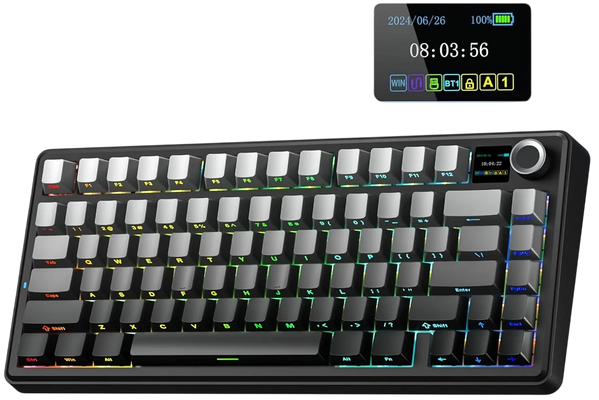 كيبورد ألعاب ميكانيكي لاسلكي تراي مود أولا F75 Max TKL - جلاسير جراي