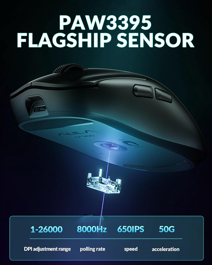 AULA SC800 Tri-Mode Wireless Gaming Mouse - Black – image 4