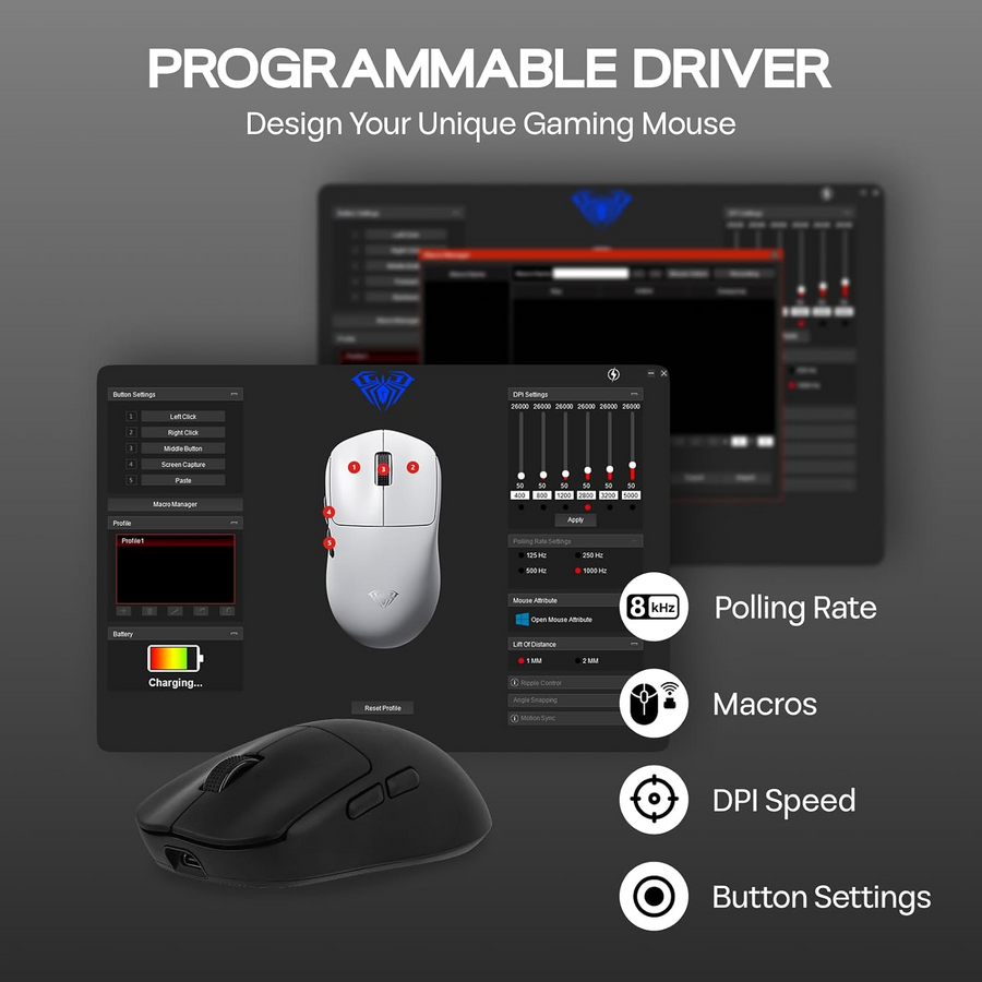 AULA SC800 Tri-Mode Wireless Gaming Mouse - Black – image 5